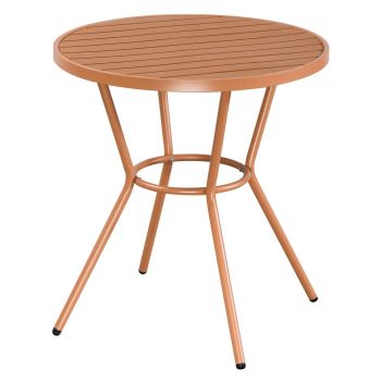 Round Bistro Garden Table - Plastic - L70 X W70 X H75 cm - Terracotta - Flat Packed