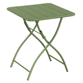 Square Bistro Folding Garden Table - Metal - L60 X W60 X H73.5 cm - Moss Green - Part Assembled