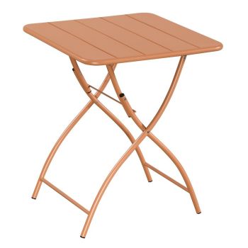 Square Bistro Folding Garden Table - Metal - L60 X W60 X H73.5 cm - Terracotta - Part Assembled