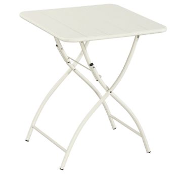 Square Bistro Folding Garden Table - Metal - L60 X W60 X H73.5 cm - White - Part Assembled