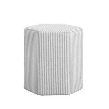 Harbour Thin Stripe Stool - Cotton Blend - L42 x W38.5 x H45.5 cm - Grey - Fully Assembled