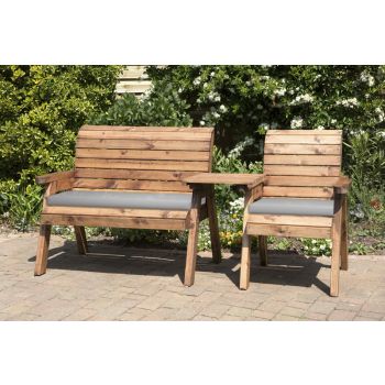Three Seat Companion Set Straight with Cushions - W262 x D74 x H98 - Fully Assembled - Grey