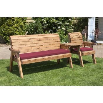 Four Seater Companion Set Straight with Cushions - W260 x D74 x H98 - Fully Assembled - Burgundy