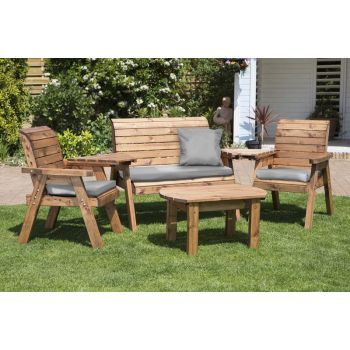 Four Seater Multi Set with Cushions - W310 x D150 x H98 - Fully Assembled - Grey
