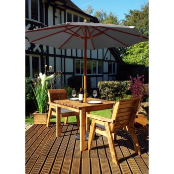 Two Seater Square Table Set with Cushions - W220 x D100 x H98 - Fully Assembled - Grey