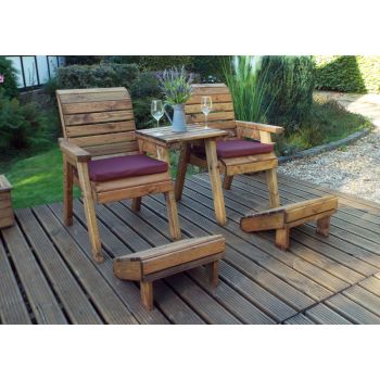 Deluxe Lounger Set Straight with Cushions - W160 x D133 x H98 - Fully Assembled - Burgundy