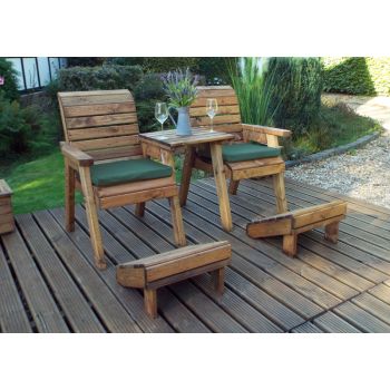 Deluxe Lounger Set Straight with Cushions - W160 x D133 x H98 - Fully Assembled - Green