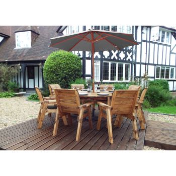 Eight Seater Circular Table Set with Cushions - W350 x D350 x H98 - Fully Assembled - Grey