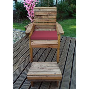One Seater Lounger with Cushions - W68 x D135 x H98 - Fully Assembled - Burgundy