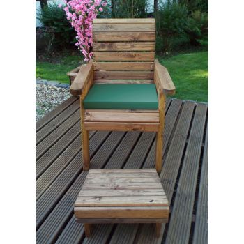 One Seater Lounger with Cushions - W68 x D135 x H98 - Fully Assembled - Green