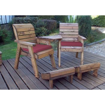 Deluxe Lounger Set Angled with Cushions - W160 x D90 x H98 - Fully Assembled - Burgundy