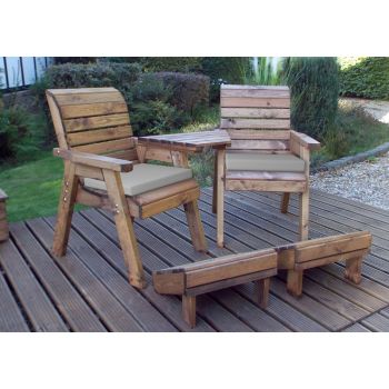 Deluxe Lounger Set Angled with Cushions - W160 x D90 x H98 - Fully Assembled - Grey