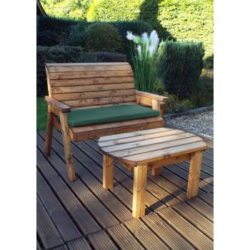 Deluxe Bench Set with Cushions - W120 x D170 x H98 - Fully Assembled - Green