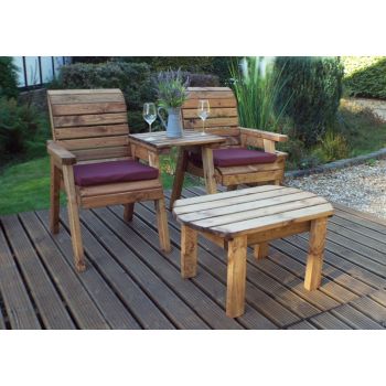 Twin Companion Dining Set Straight with Cushions - W160 x D170 x H98 - Fully Assembled - Burgundy