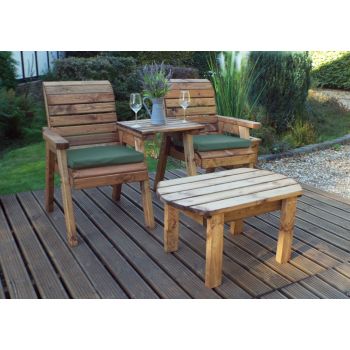 Twin Companion Dining Set Straight with Cushions - W160 x D170 x H98 - Fully Assembled - Green