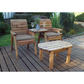 Twin Companion Dining Set Straight with Cushions - W160 x D170 x H98 - Fully Assembled - Grey