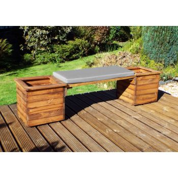 Deluxe Planter Bench with Cushions - W197 x D47 x H46 - Fully Assembled - Grey