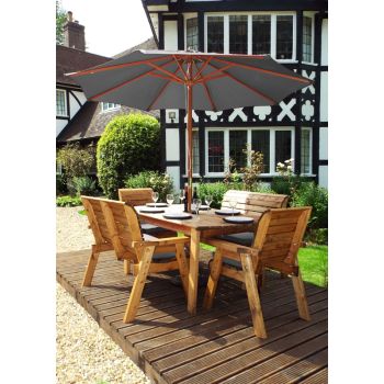 Six Seater Rectangular Table Set with Cushion - W290 x D245 x H98 - Fully Assembled - Grey