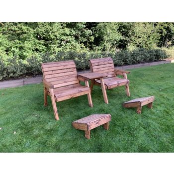 Grand Twin Straight Chair with Footstools - W240 x D90 x H98 - Fully Assembled