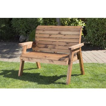 Traditional Two Seater Bench Boxed (Flatpacked), Wooden Garden Seat W118 x D74 x H98