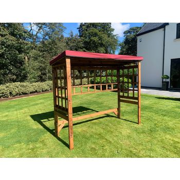 Large Universal Shelter - Redwood - L92 x W225 x H194 cm - Burgundy Roof Cover Included