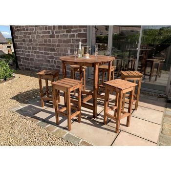 Alfresco Bar Set Six Seater - L200 x W200 x H110 - Redwood - Fully Assembled