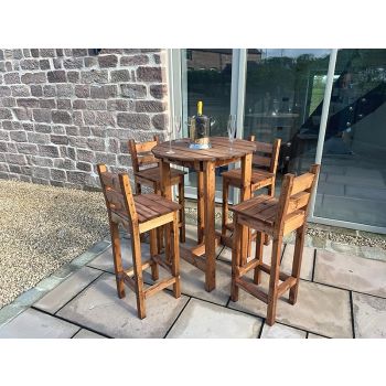 Deluxe Alfresco Bar Set Four Seater - L170 x W170 x H110 - Redwood - Fully Assembled