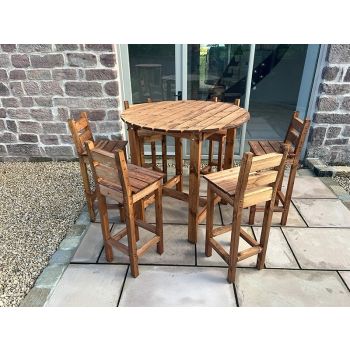 Deluxe Alfresco Bar Set Six Seater - L200 x W200 x H110 - Redwood - Fully Assembled
