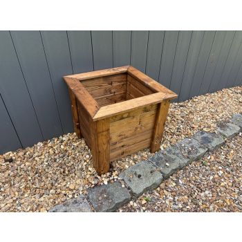 Multi Pack of 3 - Prestbury Raised Square Large Planter - Timber - L47.5 x W47.5 x H42 cm - Minimal Assembly Required