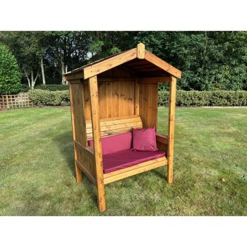Two Seater Imperial Arbour - L80 x W129 x H183 cm - Burgundy Cushion Included - Fully Assembled