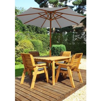 Four Seater Square Table Set with Cushions - W230 x D230 x H98 - Fully Assembled - Grey