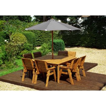 Eight Seater Square Table Set with Cushions - W250 x D250 x H98 - Fully Assemble - Grey