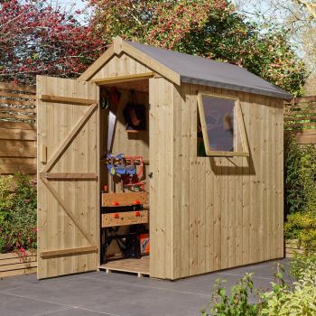 4' x 6' Signature Heritage T&G Single Door Apex Shed with Assembly - Timber - L189 x W140 x H214 cm