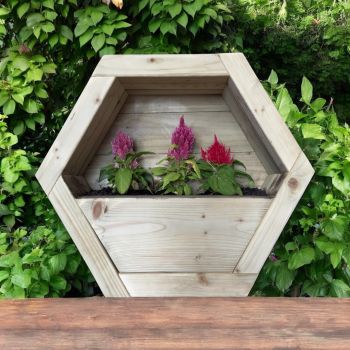 Large Hanging Wooden Hexagon Wall Planter (Set of 3) (Painted Planter - Choice of Colours Available) - L16 x W44 x H38 cm - Fully Assembled
