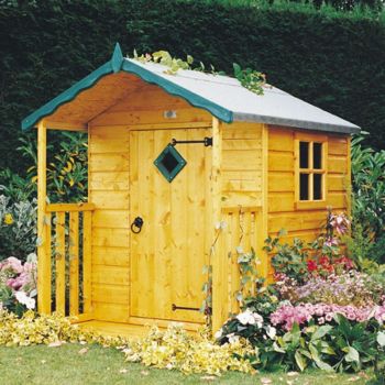 Hide with Veranda Playhouse Kid's Wendy House
