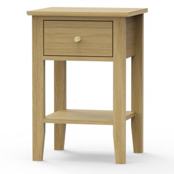 1 Drawer Bedside Table - Metal - L32 x W36 x H53 cm - Oak-Effect - Flat Packed