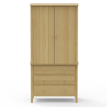 2 Door, 3 Drawer Wardrobe - Metal - L60 x W100 x H203 cm - Oak-Effect - Flat Packed