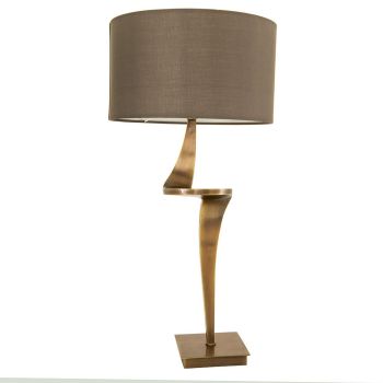 Nero Table Lamp - Metal/Fabric - L38 x W38 x H77 cm - Antique Brass/Brown