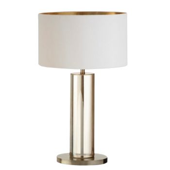 Birch Tall Table Lamp - Crystal/Metal/Fabric - L25 x W43.3 x H76 cm - Brass/Cognac/Opal