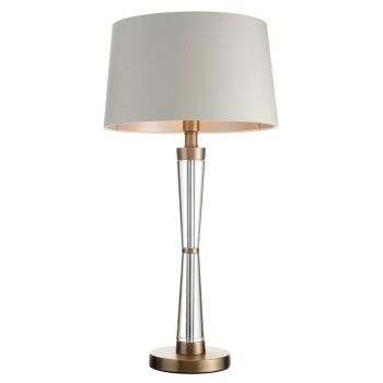 Hale Table Lamp - Crystal/Metal/Fabric - L34 x W34 x H66.5 cm - Brass/Opal