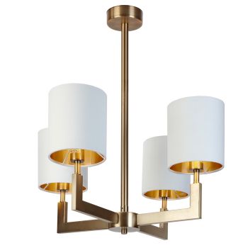 Nico 4 Arm Chandelier - Metal/Fabric - L53 x W53 x H27 cm - Brass/Opal