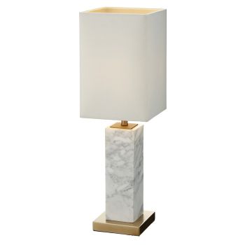 Pax Table Lamp - Metal/Fabric/Marble - L15 x W15 x H45.5 cm - Brass/Opal/White