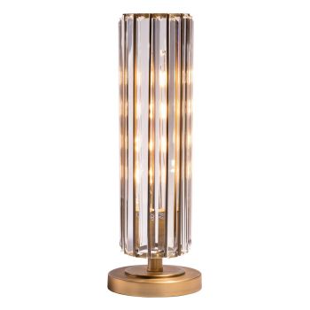 Yule Table Lamp - Crystal/Metal - L15 x W15 x H46 cm - Clear/Brass