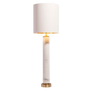 Nash Table Lamp - Metal/Fabric/Marble - L25 x W25 x H80.5 cm - Brass/Opal/White