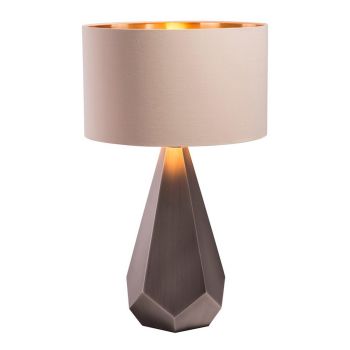 Lance Table Lamp - Metal/Fabric - L37 x W37 x H61.5 cm - Gunmetal/Soft Latte