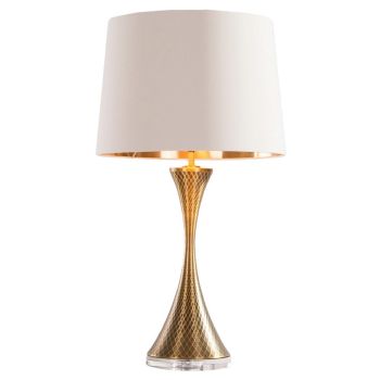 Drift Table Lamp - Metal/Fabric/Crystal - L40 x W40 x H72 cm - Brass/Opal