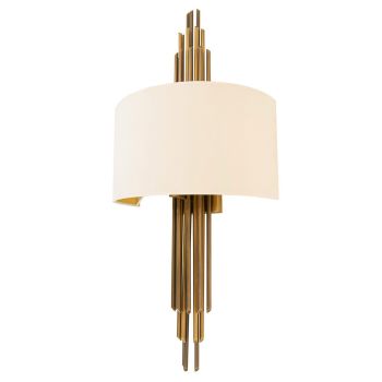 Ivory Wall Lamp - Metal/Fabric - L17.5 x W32 x H71.5 cm - Brass/Off-white