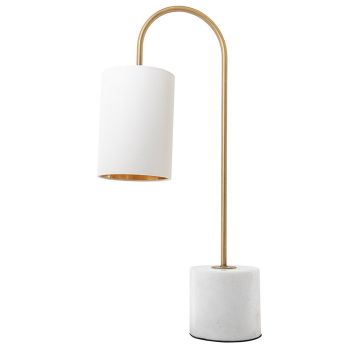 Tide Table Lamp - Metal/Marble/Fabric - L14 x W31 x H66 cm - Brass/White/Opal