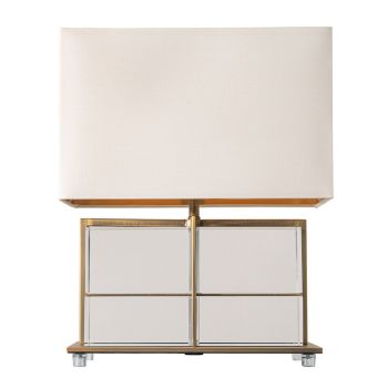 Rhett Table Lamp - Metal/Crystal/Fabric - L14 x W32 x H39 cm - Brass/Opal