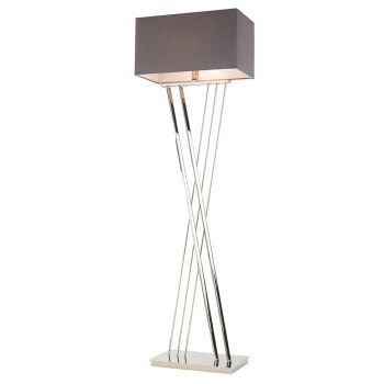 Suki Floor Lamp - Metal/Fabric - L26 x W48 x H155 cm - Nickel/Grey